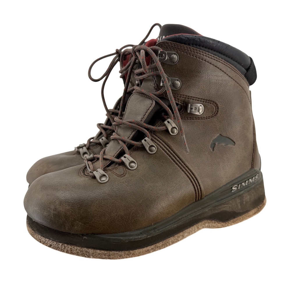 Simms Freestone Wading Boots Mens 8‎ Brown Felt Sole Fly Fishing Gear 23914-00